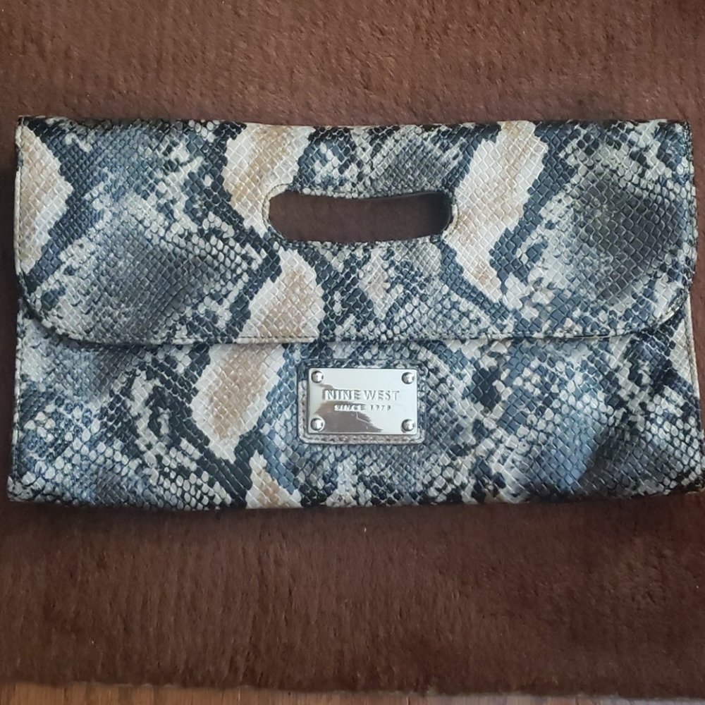 Nine West Faux Snake Skin Clutch